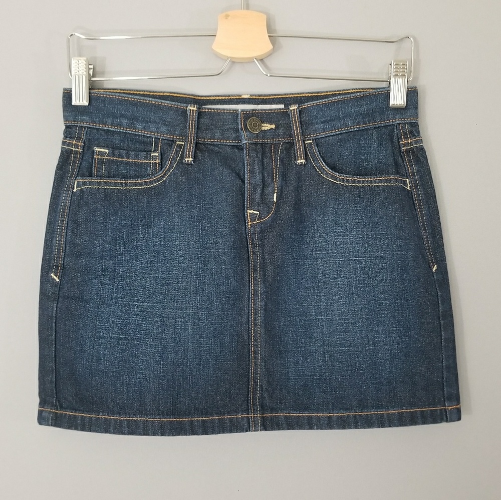 Old Navy Dark Blue Wash Denim Mini Jean Skirt Sz 0